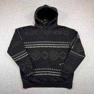 Troll Co Aztec Geometric Hoodie Men Medium Black Gray Pullover Workwear Utility